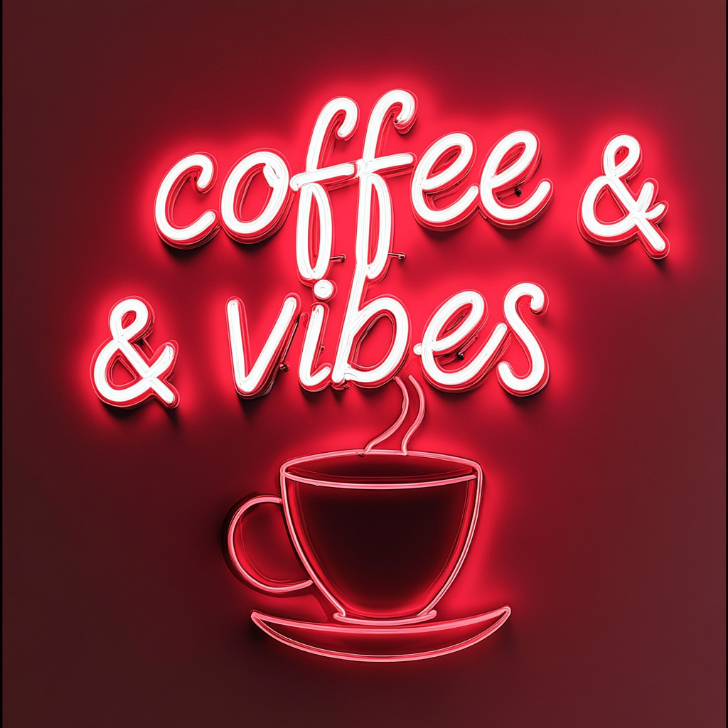 Coffee Vibes - Red Neon Sign, 24 Inches