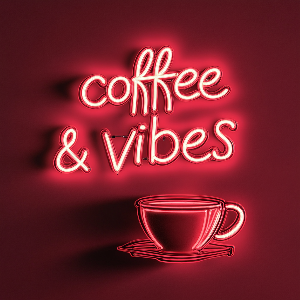 Coffee Vibes - Red Neon Sign, 24 Inches