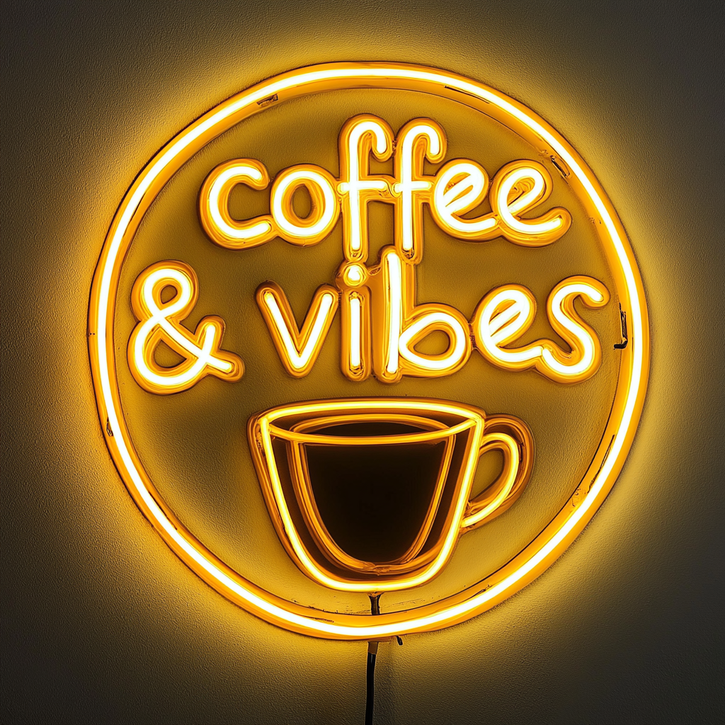 Coffee Vibes - Yellow Neon Sign, 24 Inches