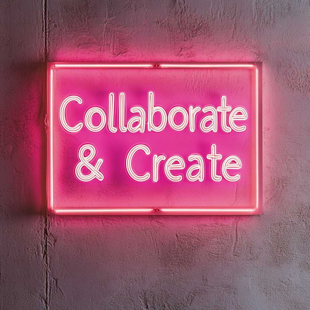 "Collaborate & Create" - Pink Neon Sign, 24 Inches