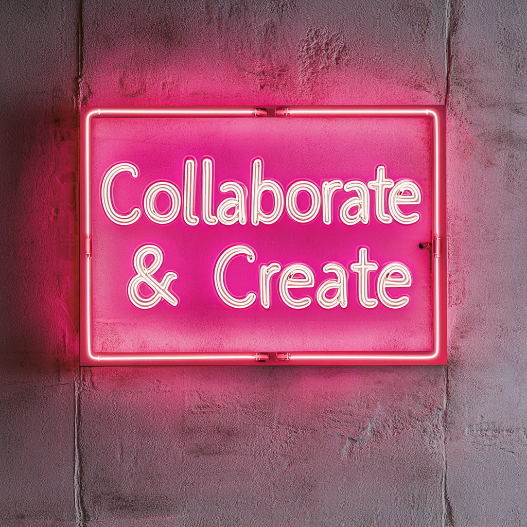 "Collaborate & Create" - Pink Neon Sign, 18 Inches