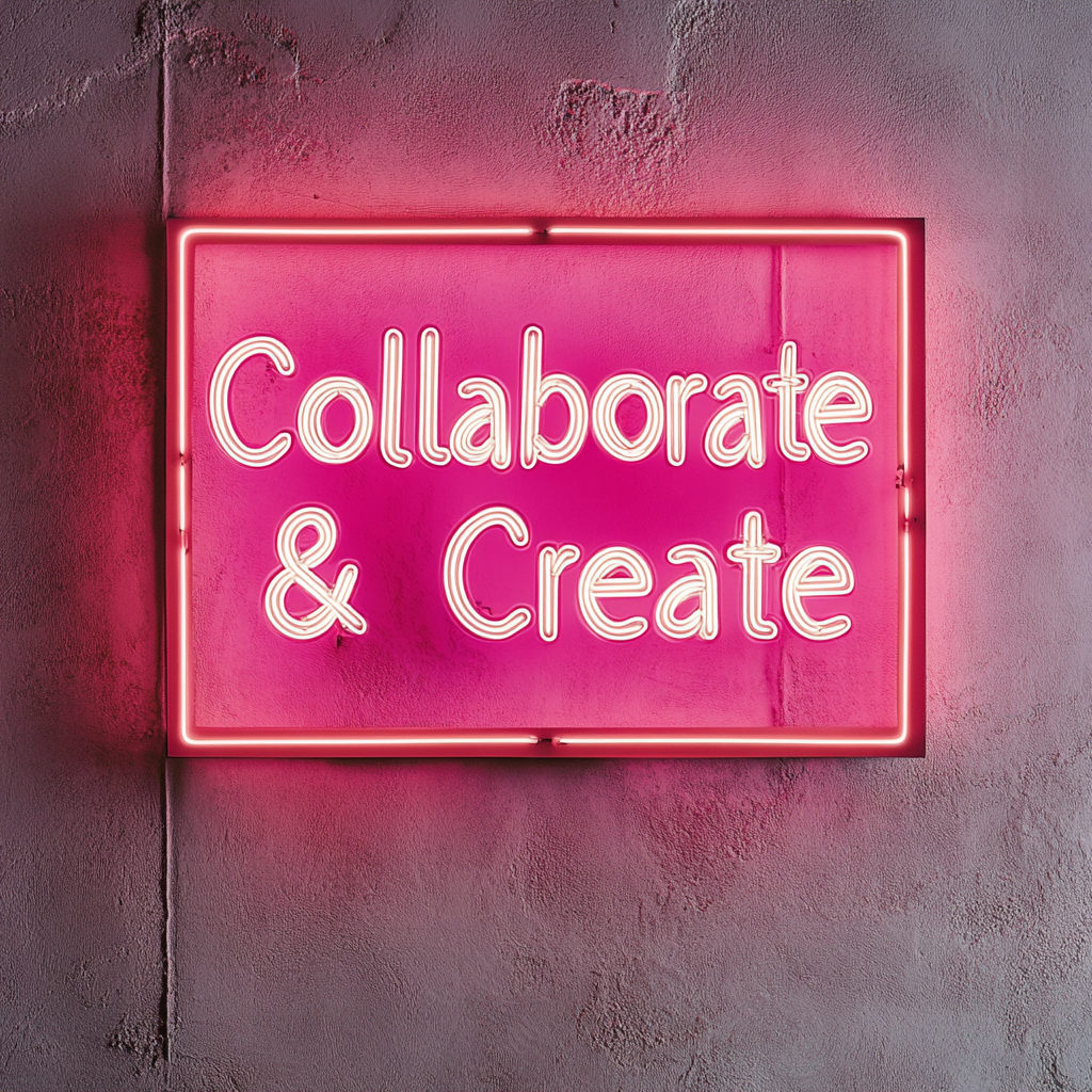 "Collaborate & Create" - Pink Neon Sign, 18 Inches