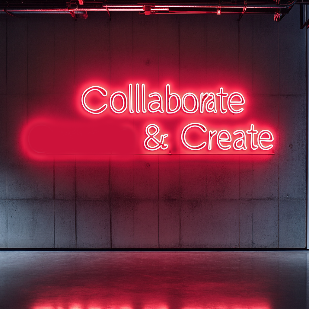 "Collaborate & Create" - Red Neon Sign, 24 Inches