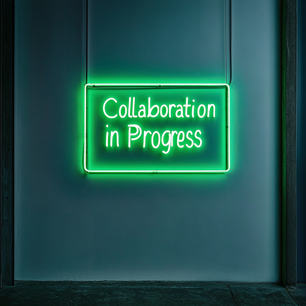 "Collaboration in Progress" - Green Neon Sign, 24 Inches