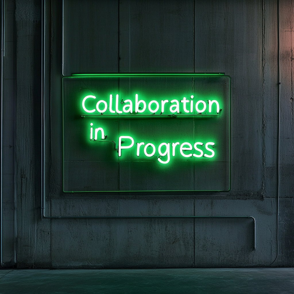 "Collaboration in Progress" - Green Neon Sign, 24 Inches