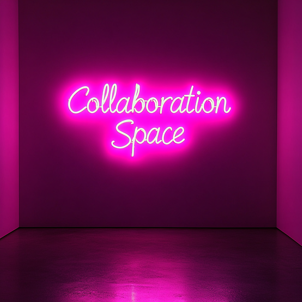 "Collaboration Space" - Pink Neon Sign, 18 Inches