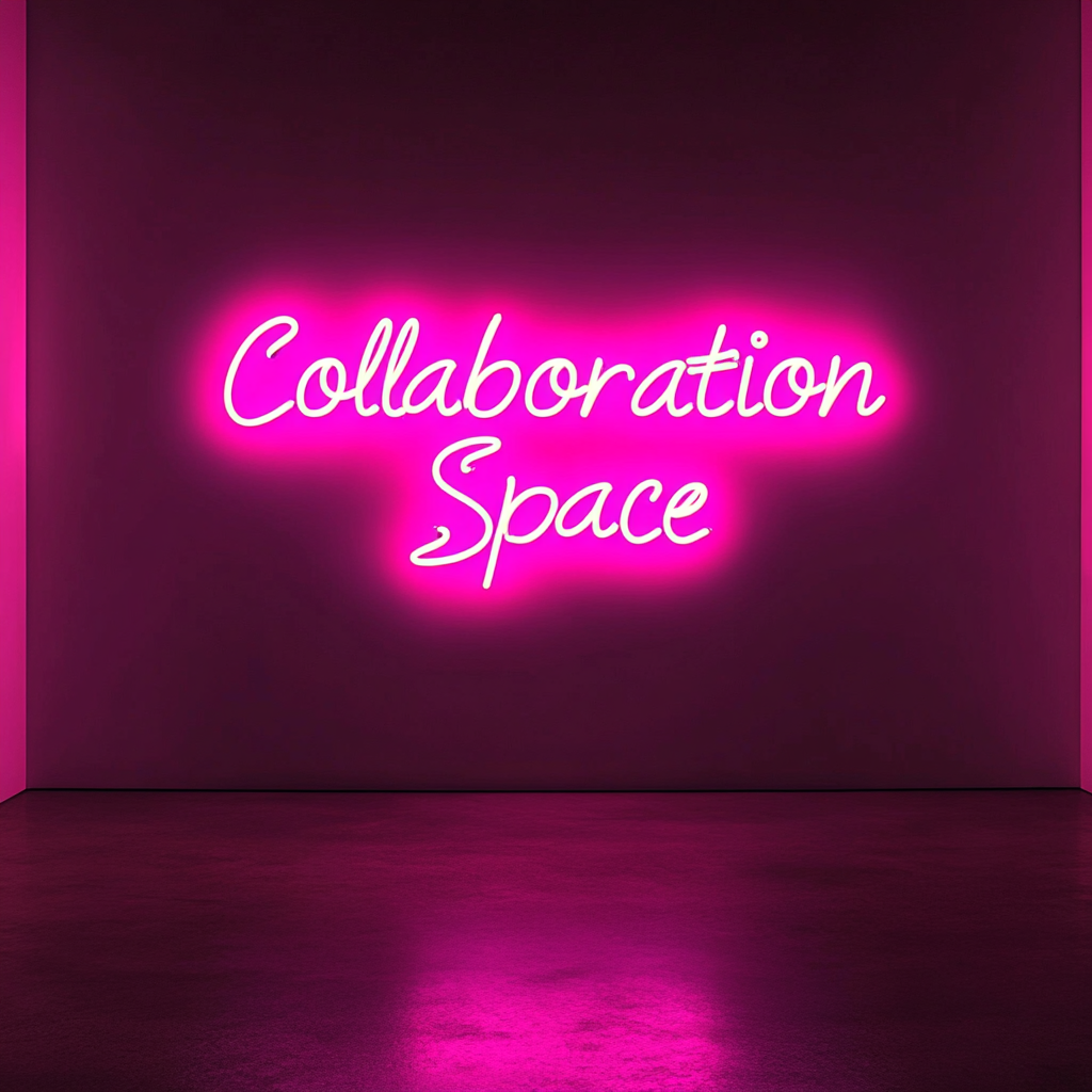 "Collaboration Space" - Pink Neon Sign, 24 Inches
