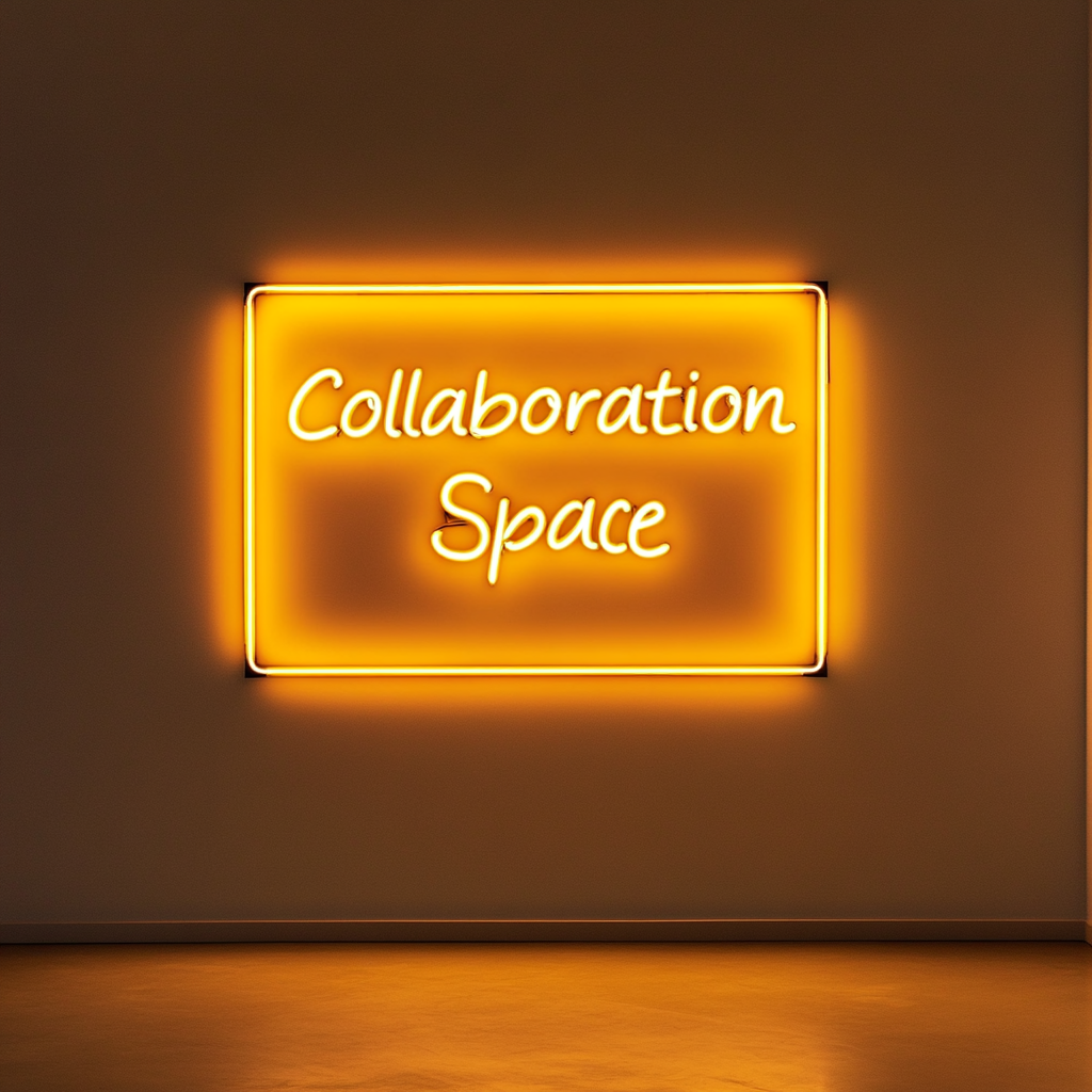 "Collaboration Space" - Yellow Neon Sign, 24 Inches