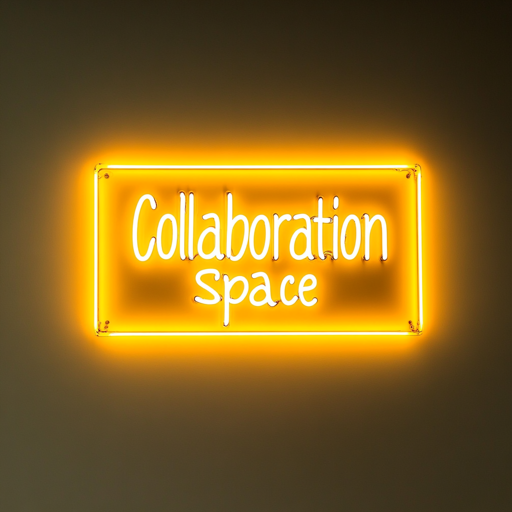 "Collaboration Space" - Yellow Neon Sign, 24 Inches