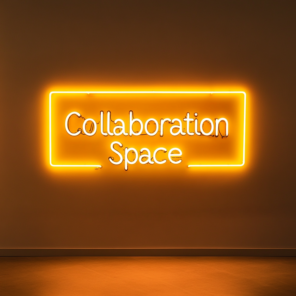 "Collaboration Space" - Yellow Neon Sign, 24 Inches