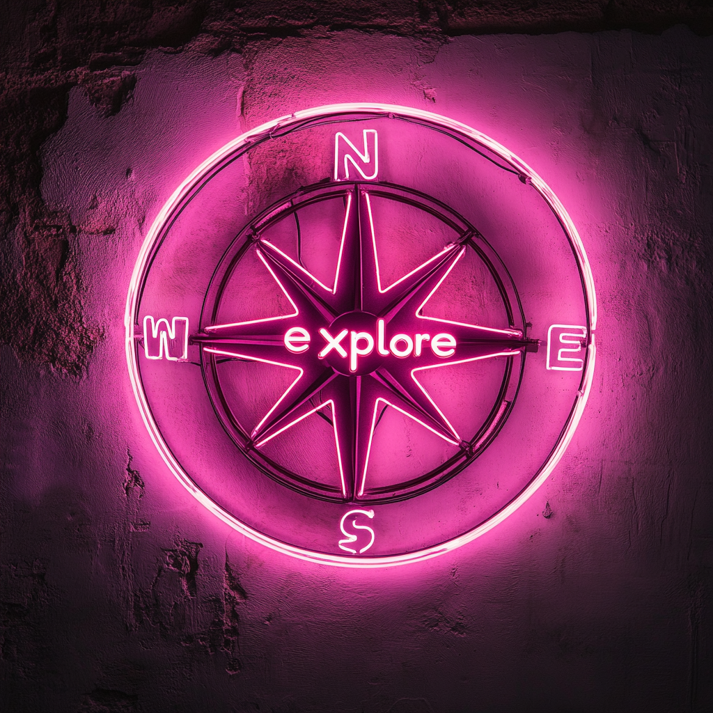Compass - Pink Neon Sign, 18 Inches