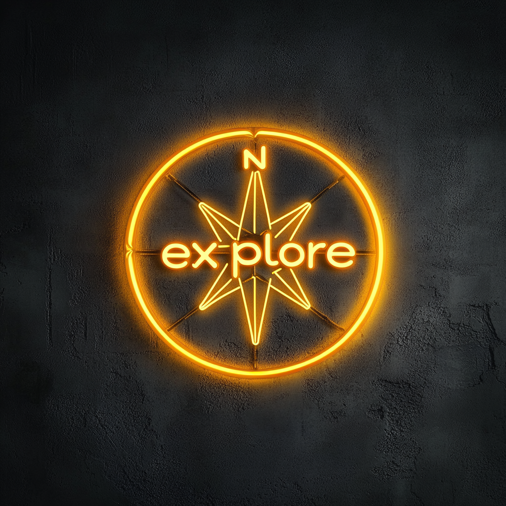 Compass - Yellow Neon Sign, 18 Inches