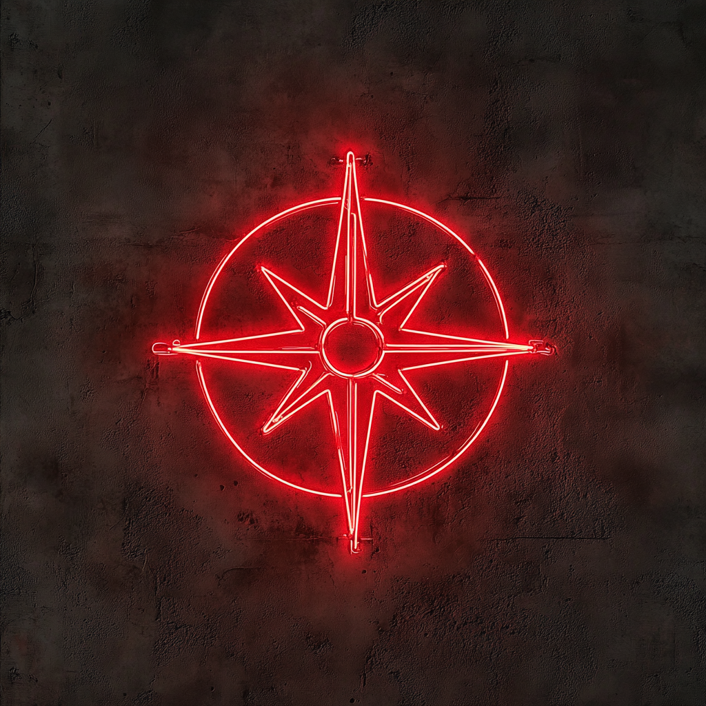 Compass Rose - Red Neon Sign, 18 Inches