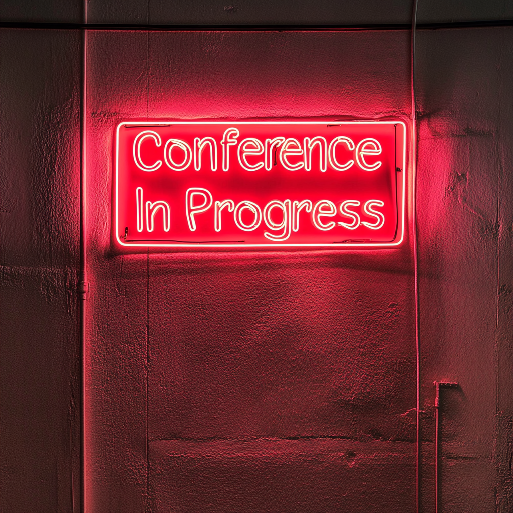 "Conference In Progress" - Red Neon Sign, 24 Inches