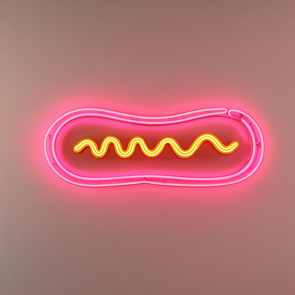 Corn Dog with Mustard - Pink Neon Sign, 18 Inches