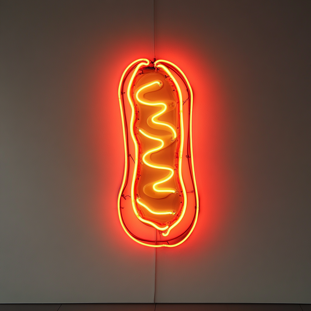 Corn Dog with Mustard - Red Neon Sign, 18 Inches