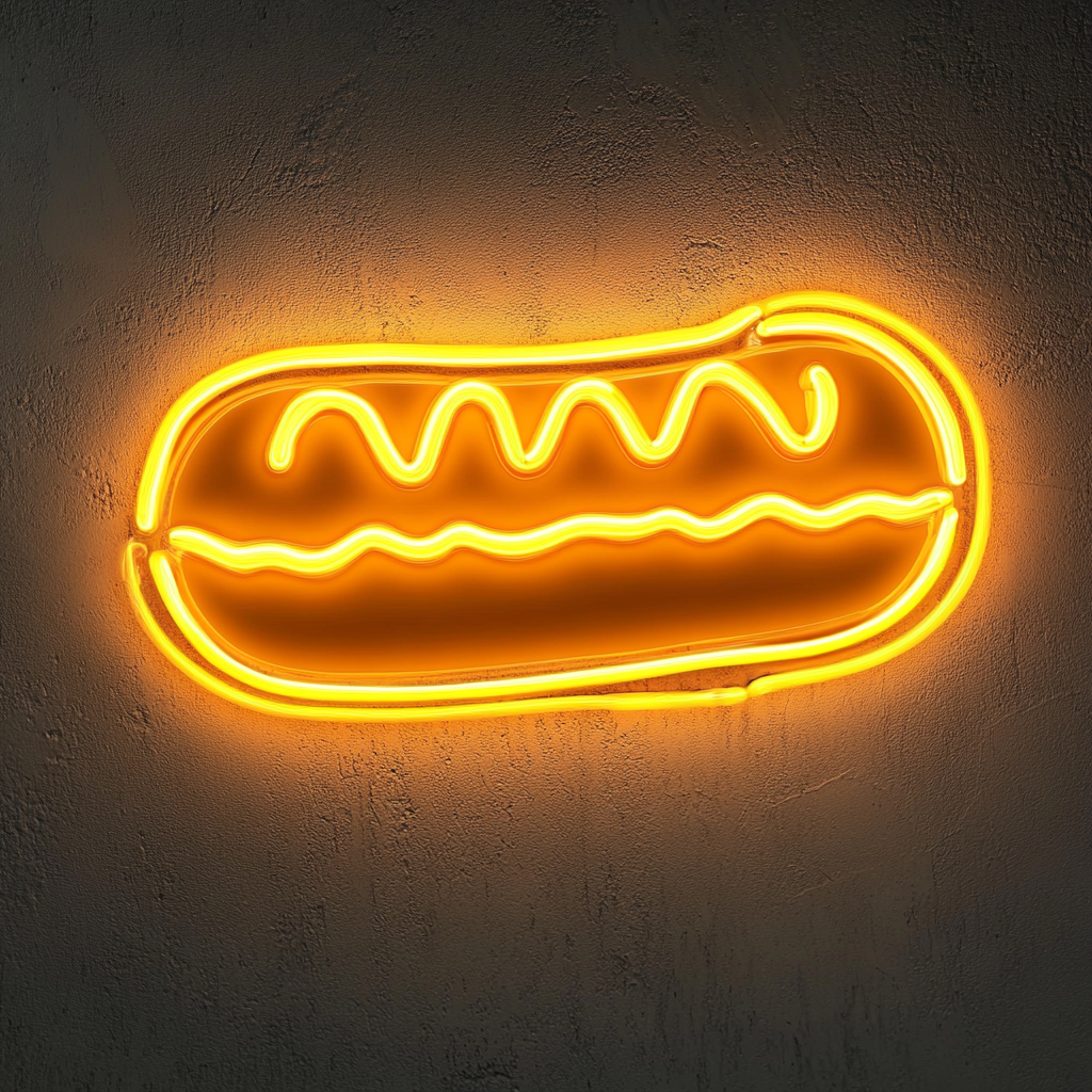 Corn Dog with Mustard - Yellow Neon Sign, 24 Inches