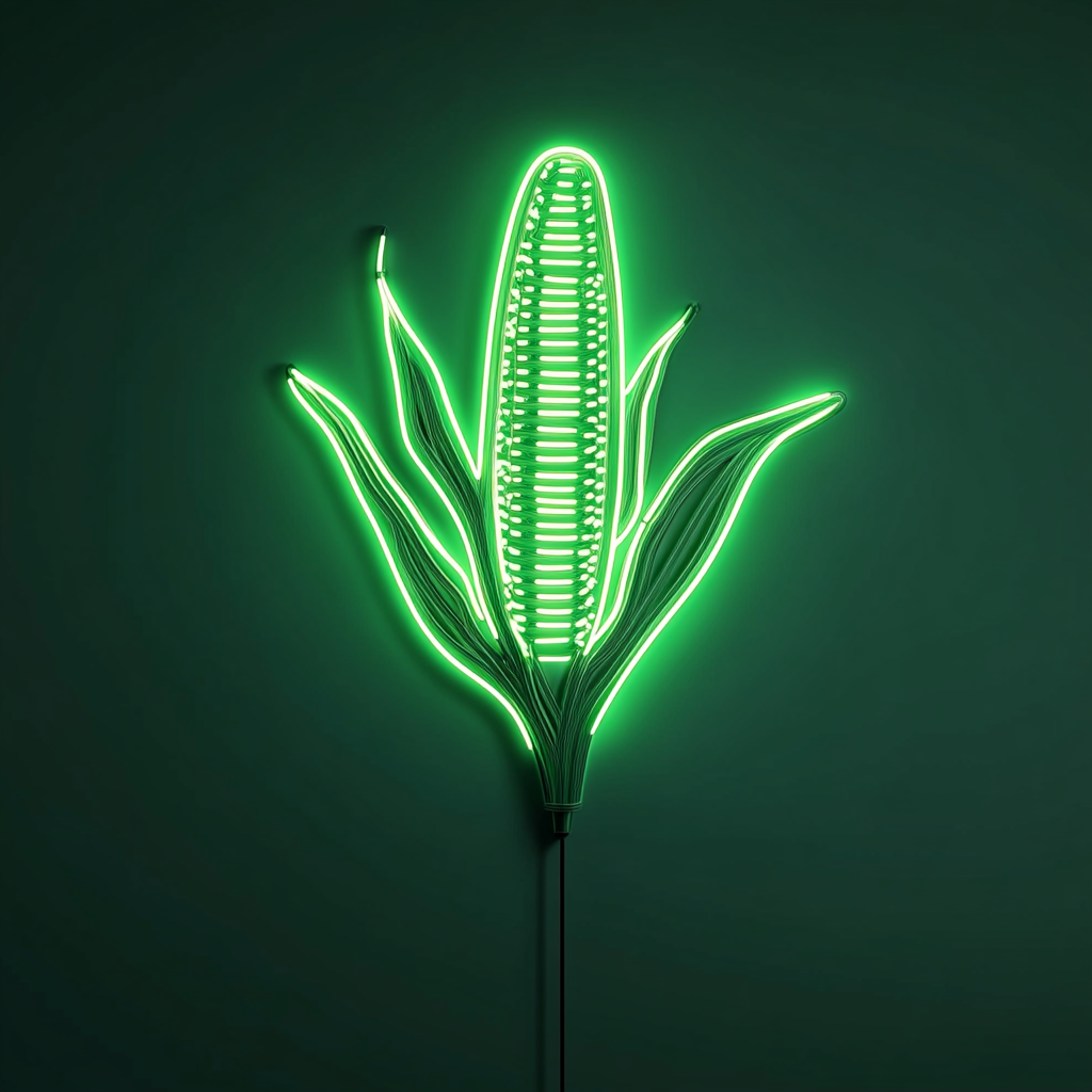 Corn on the Cob - Green Neon Sign, 24 Inches