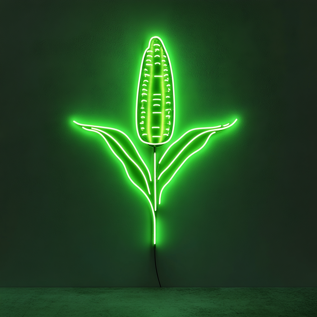 Corn on the Cob - Green Neon Sign, 24 Inches