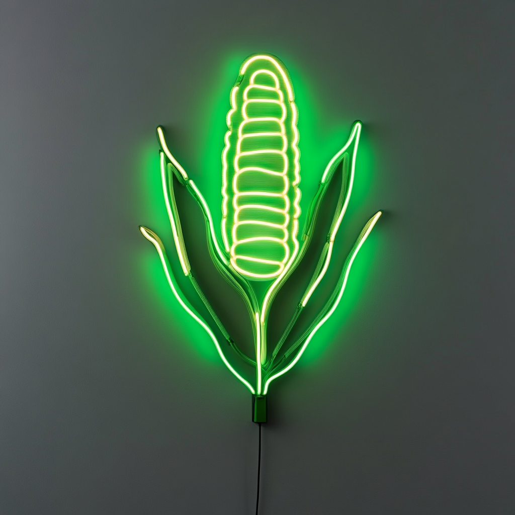 Corn on the Cob - Green Neon Sign, 24 Inches
