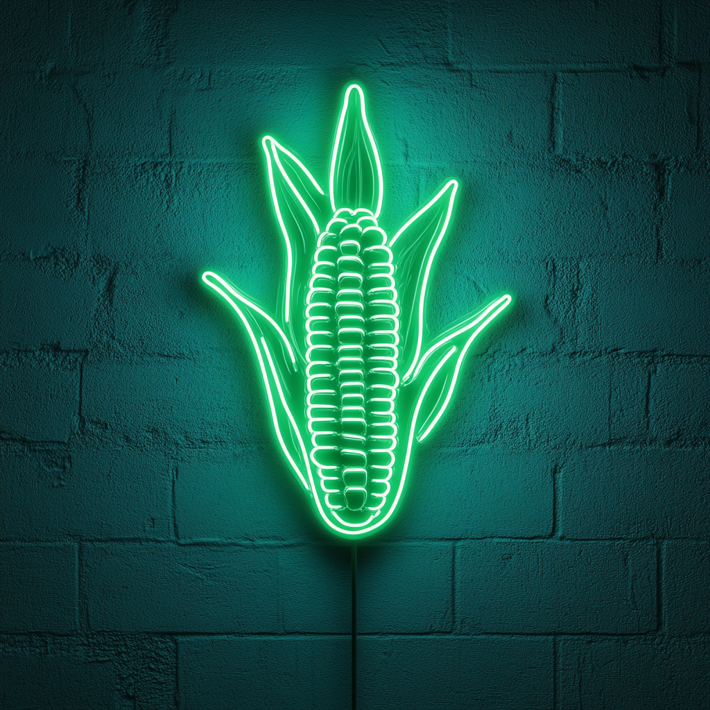 Corn on the Cob with Butter - Green Neon Sign, 18 Inches