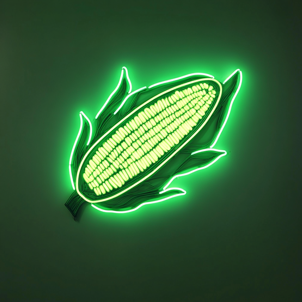 Corn on the Cob with Butter - Green Neon Sign, 18 Inches