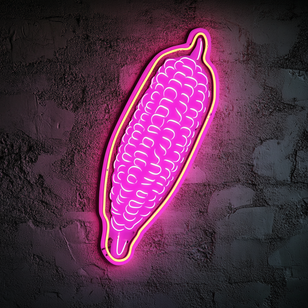 Corn on the Cob with Butter - Pink Neon Sign, 18 Inches