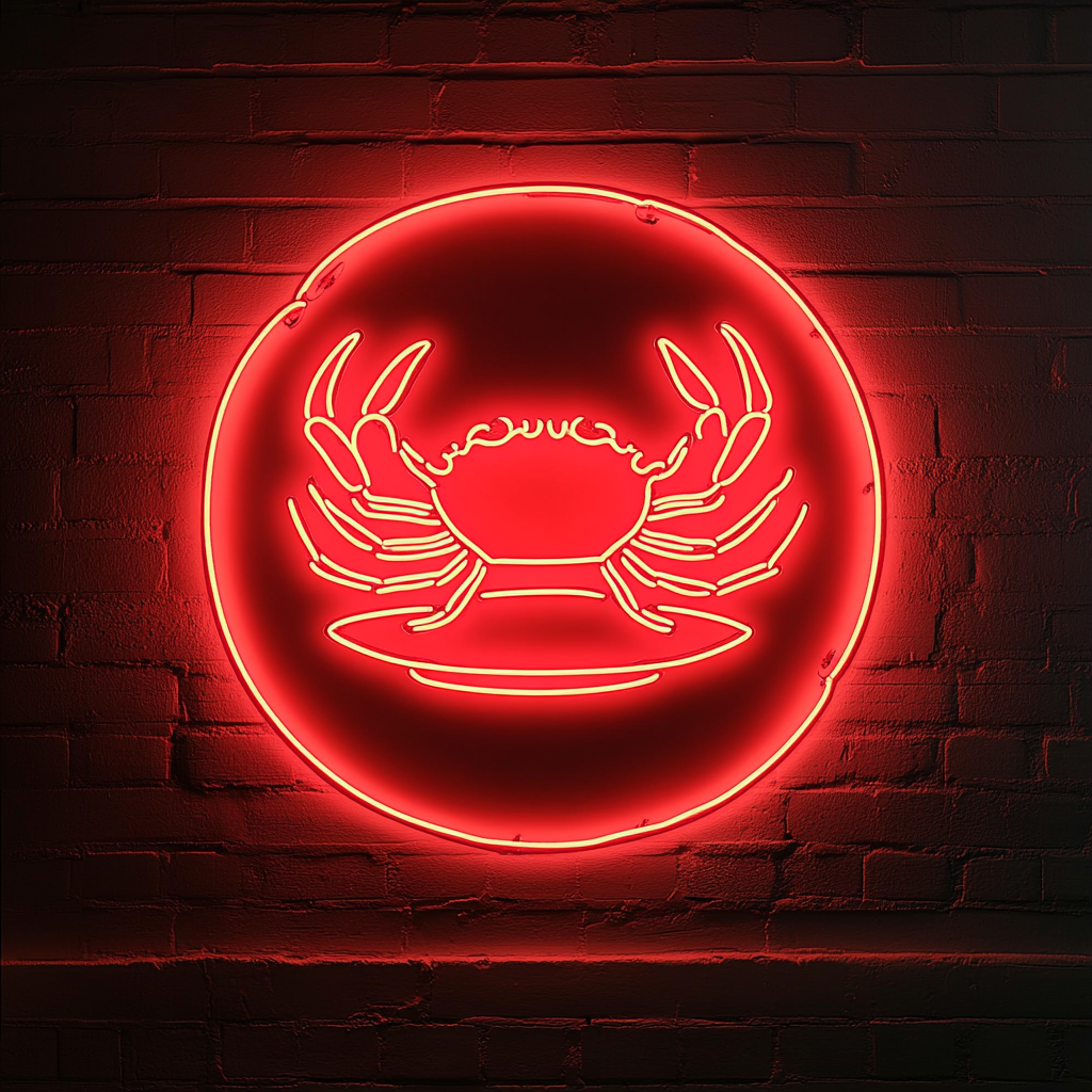 Crab Claws on Plate - Red Neon Sign, 18 Inches