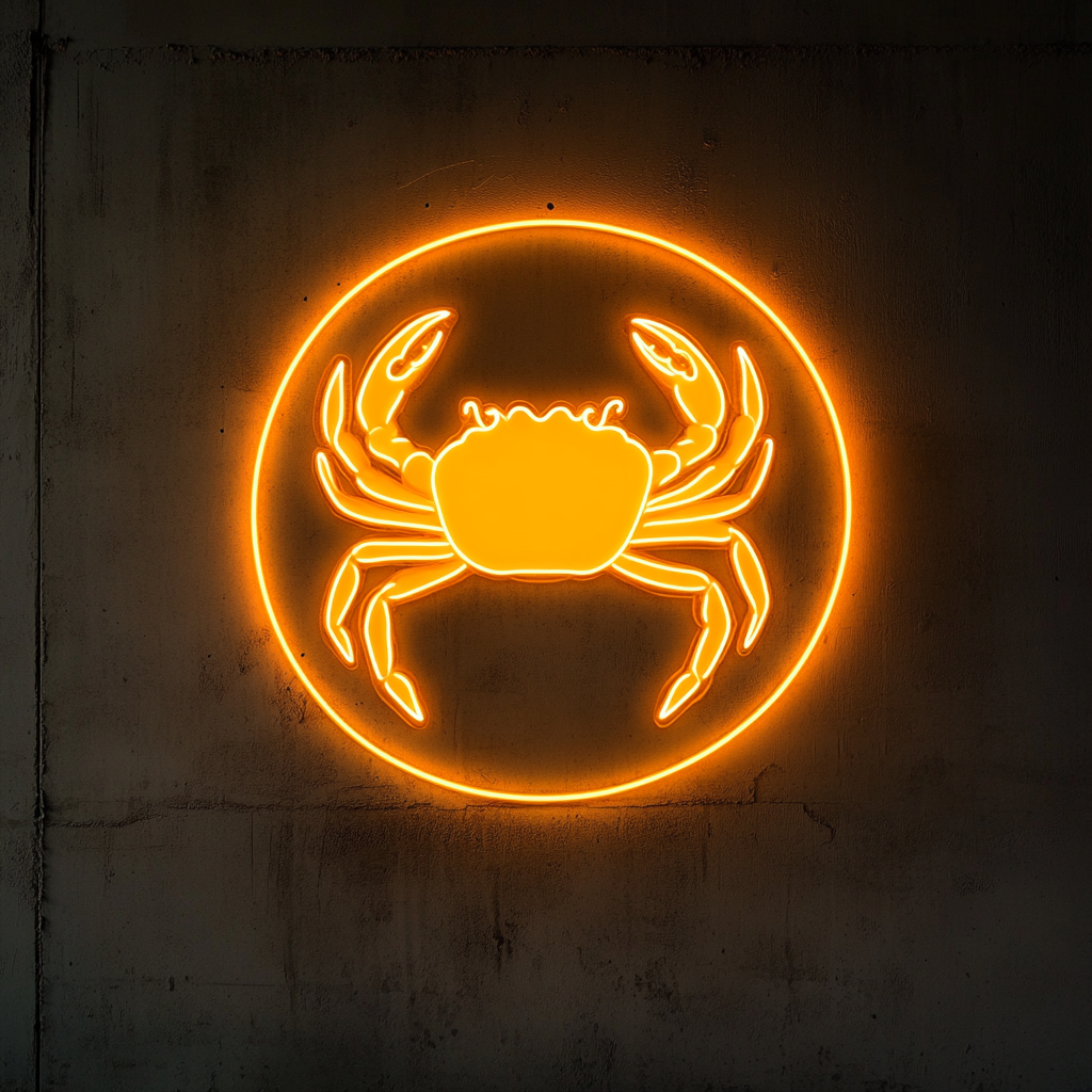 Crab Claws on Plate - Yellow Neon Sign, 18 Inches