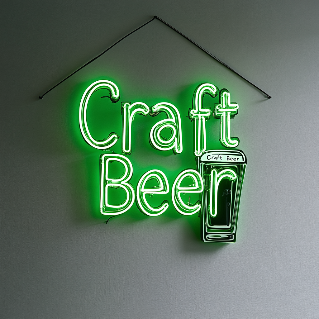 "Craft Beer" - Green Neon Sign, 24 Inches