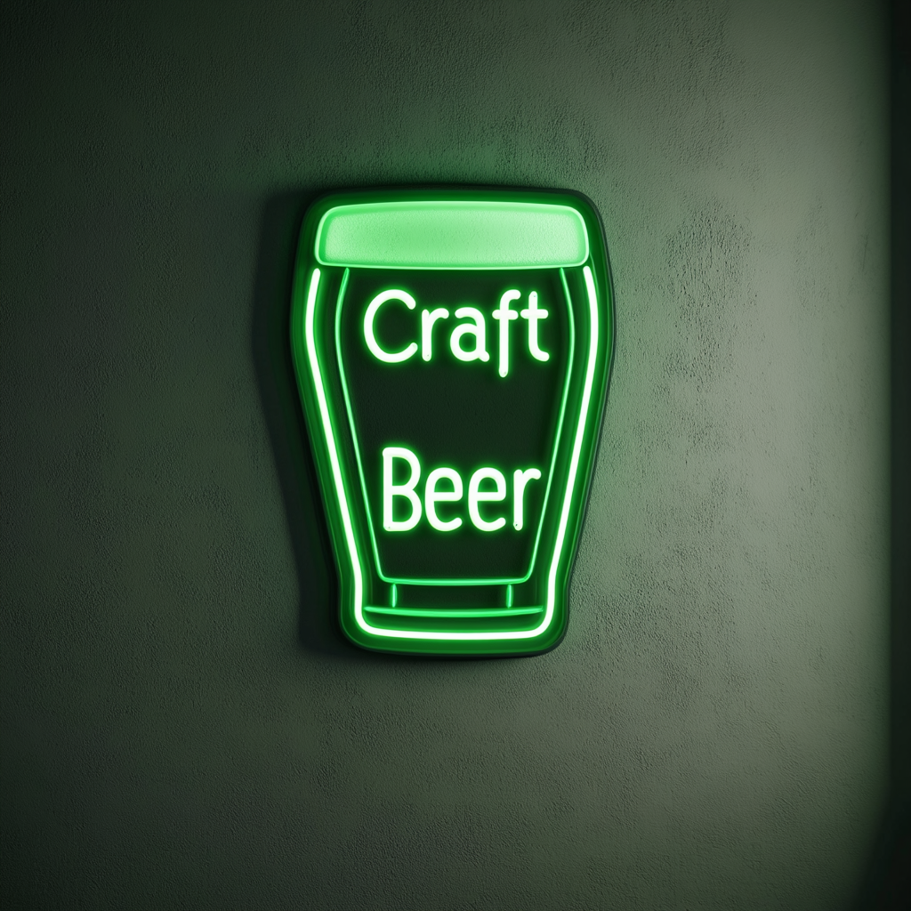 "Craft Beer" - Green Neon Sign, 24 Inches