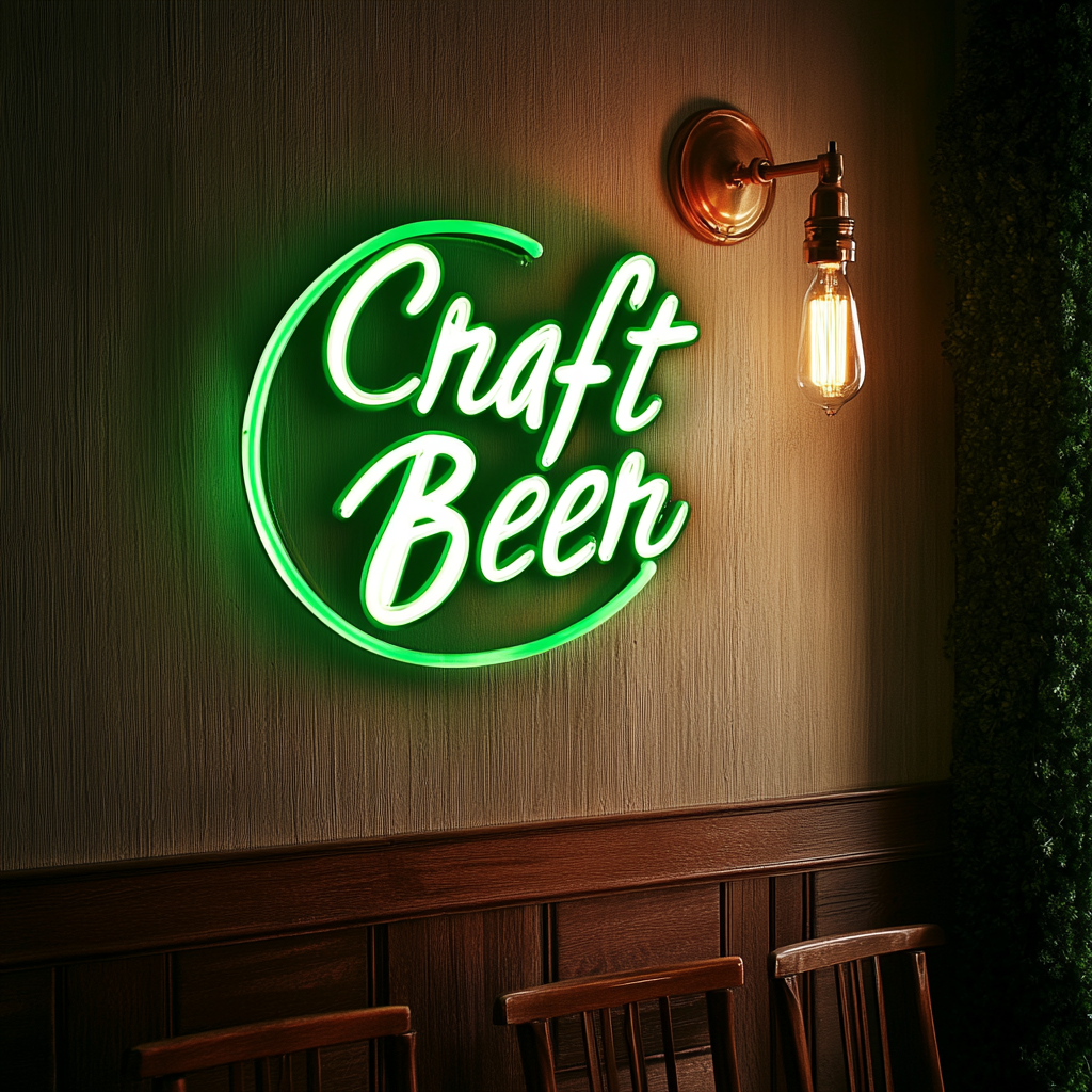"Craft Beer" - Green Neon Sign, 24 Inches