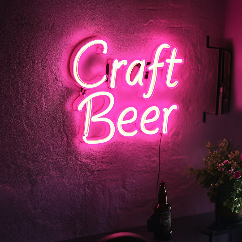 "Craft Beer" - Pink Neon Sign, 24 Inches