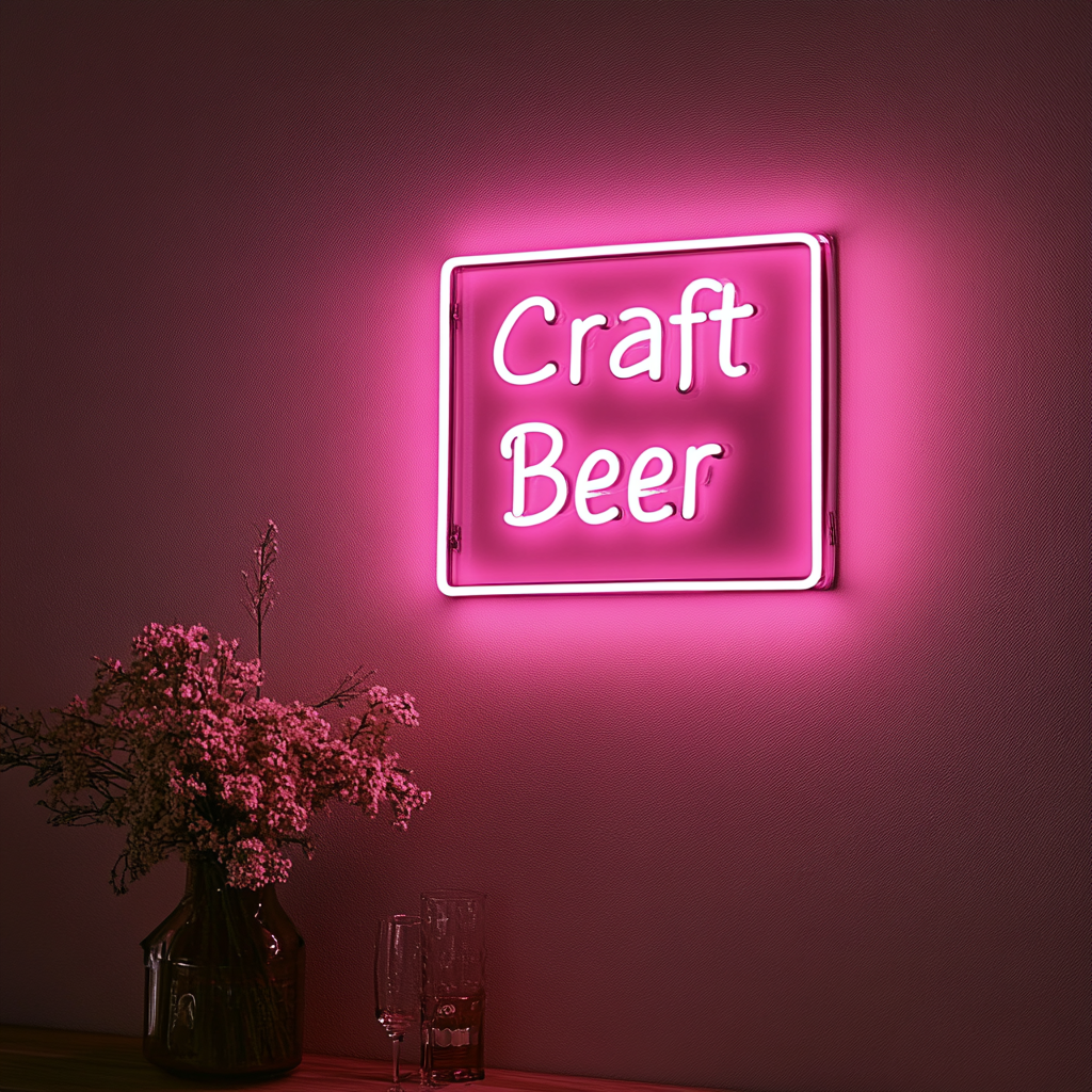 "Craft Beer" - Pink Neon Sign, 24 Inches