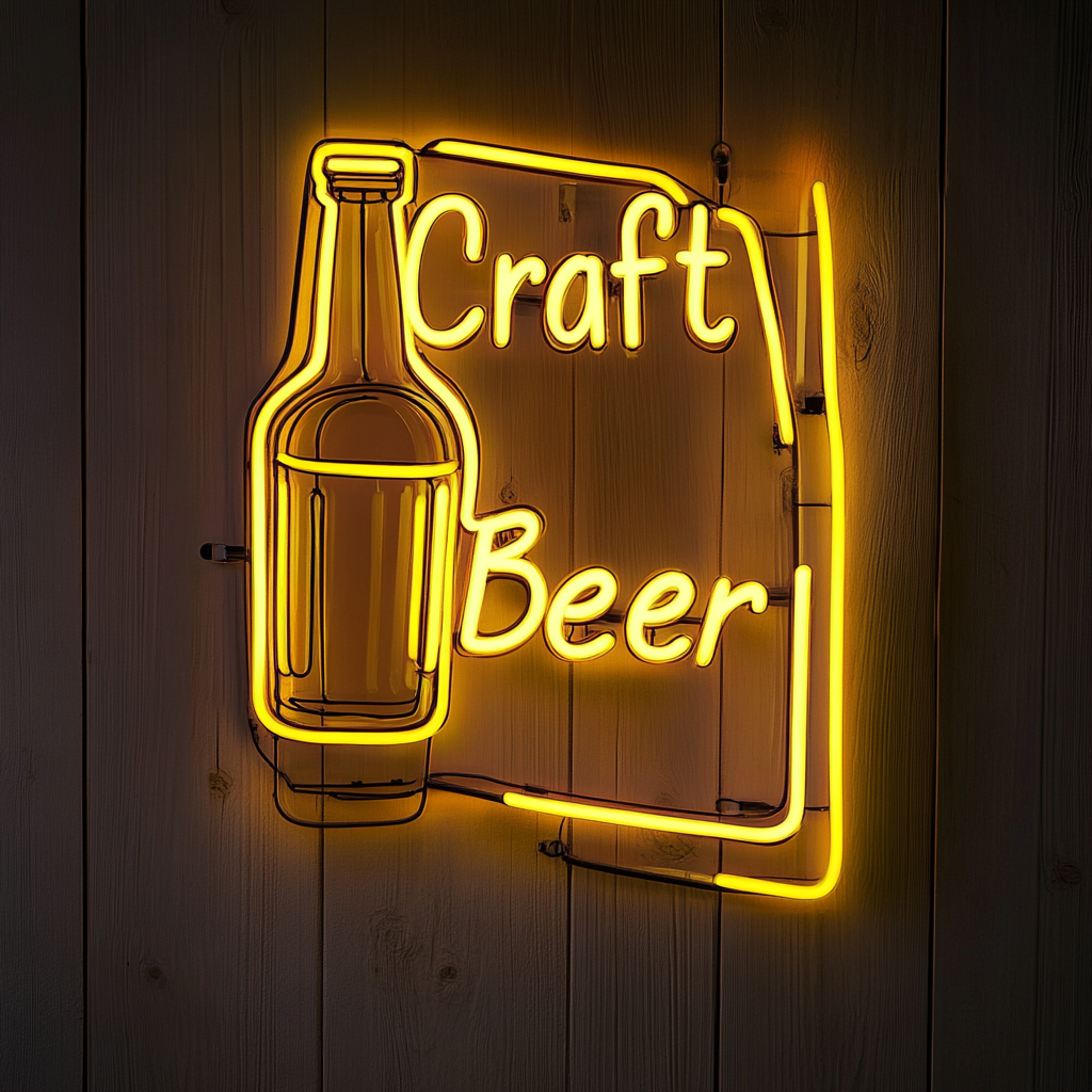 "Craft Beer" - Yellow Neon Sign, 24 Inches