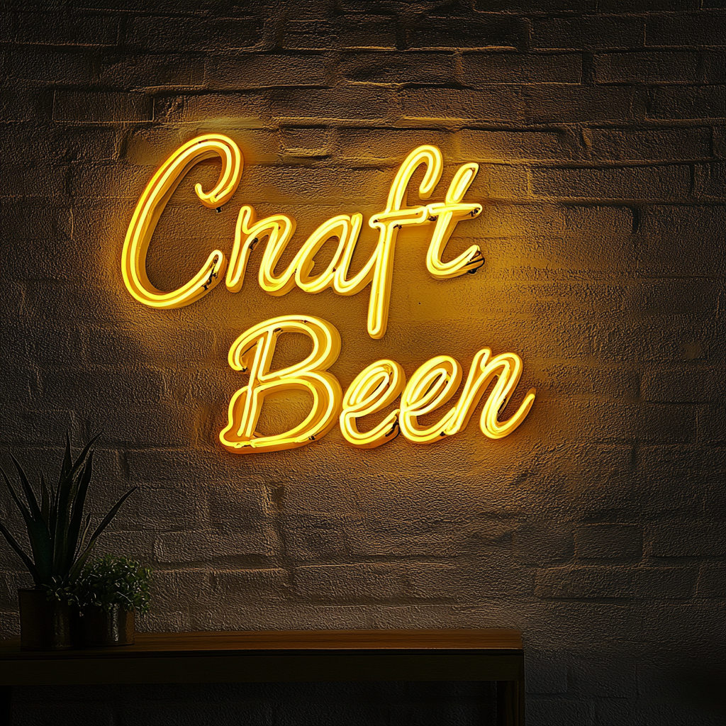 "Craft Beer" - Yellow Neon Sign, 24 Inches