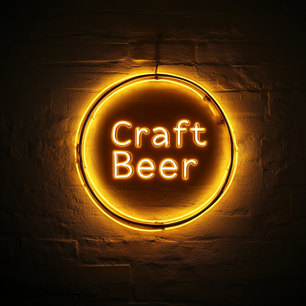 "Craft Beer" - Yellow Neon Sign, 24 Inches