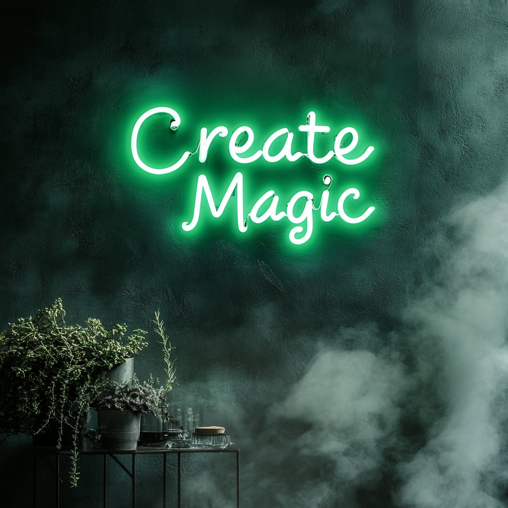 "Create Magic" - Green Neon Sign, 24 Inches