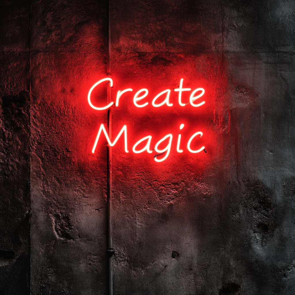 "Create Magic" - Red Neon Sign, 24 Inches