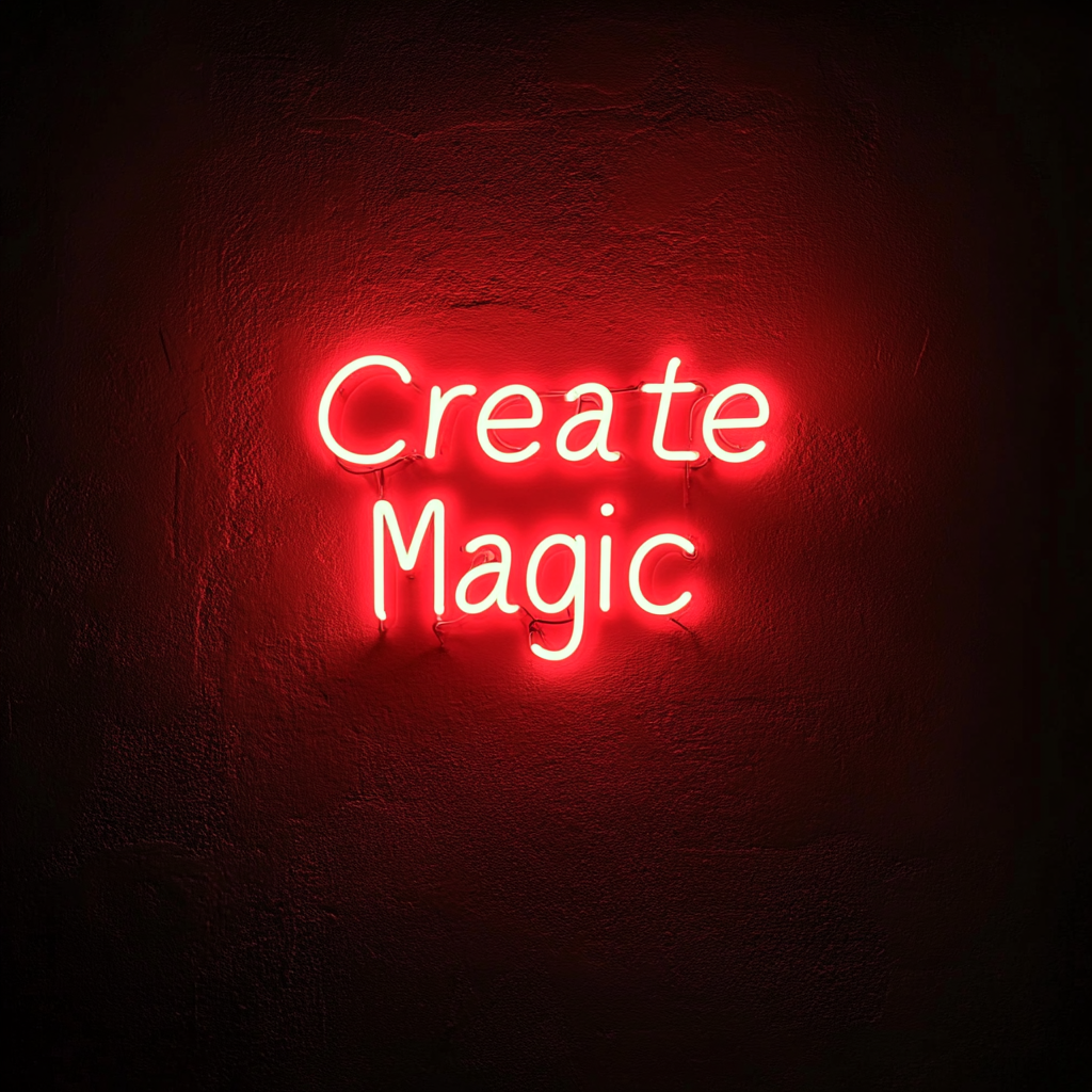 "Create Magic" - Red Neon Sign, 24 Inches