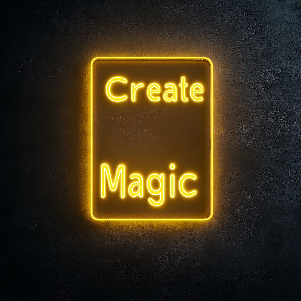"Create Magic" - Yellow Neon Sign, 24 Inches