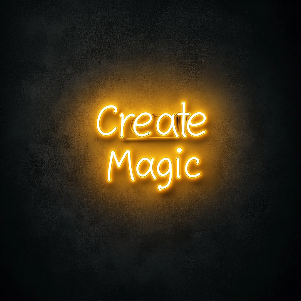 "Create Magic" - Yellow Neon Sign, 24 Inches