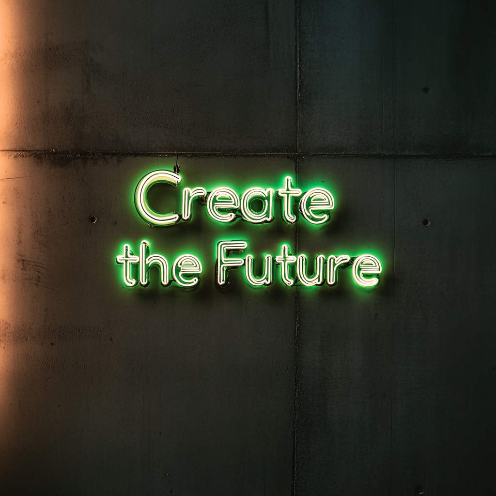 "Create the Future" - Green Neon Sign, 24 Inches