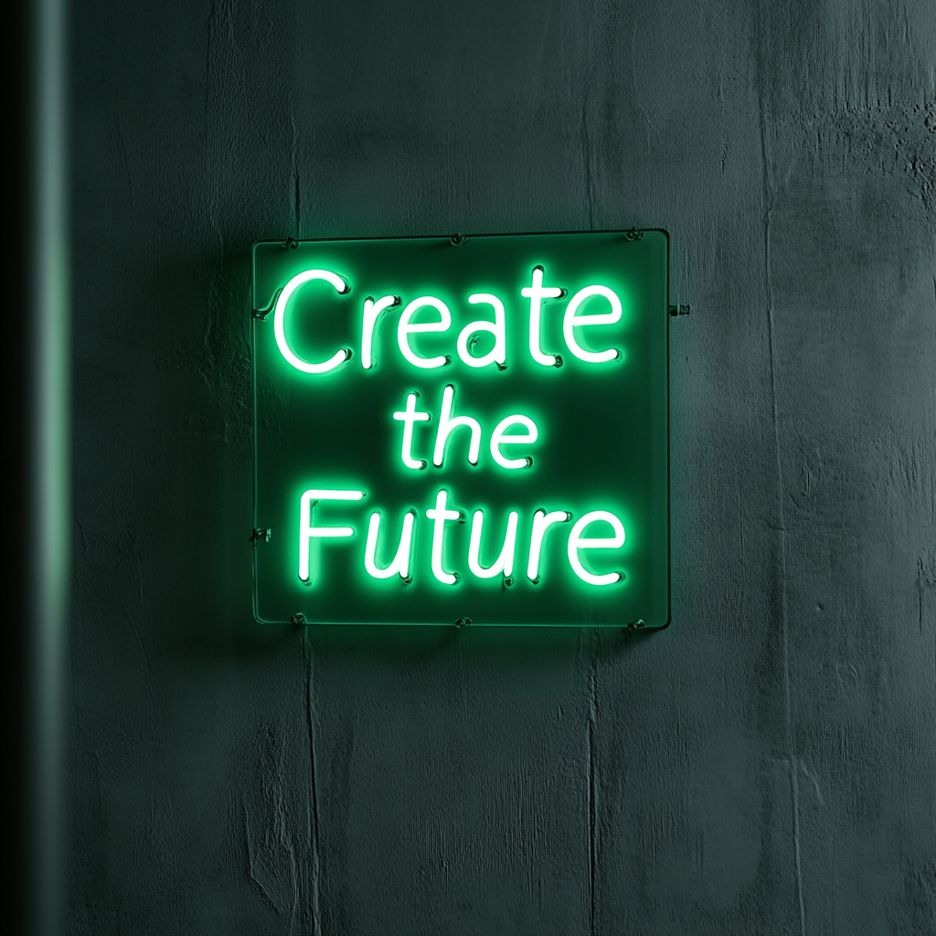 "Create the Future" - Green Neon Sign, 24 Inches