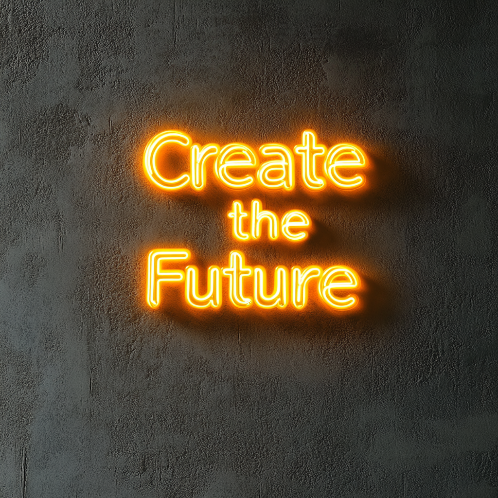 "Create the Future" - Yellow Neon Sign, 24 Inches