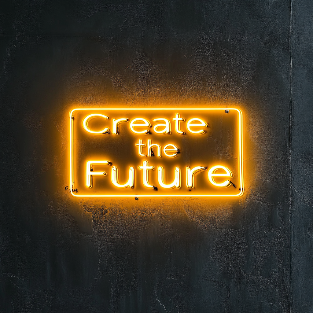 "Create the Future" - Yellow Neon Sign, 24 Inches