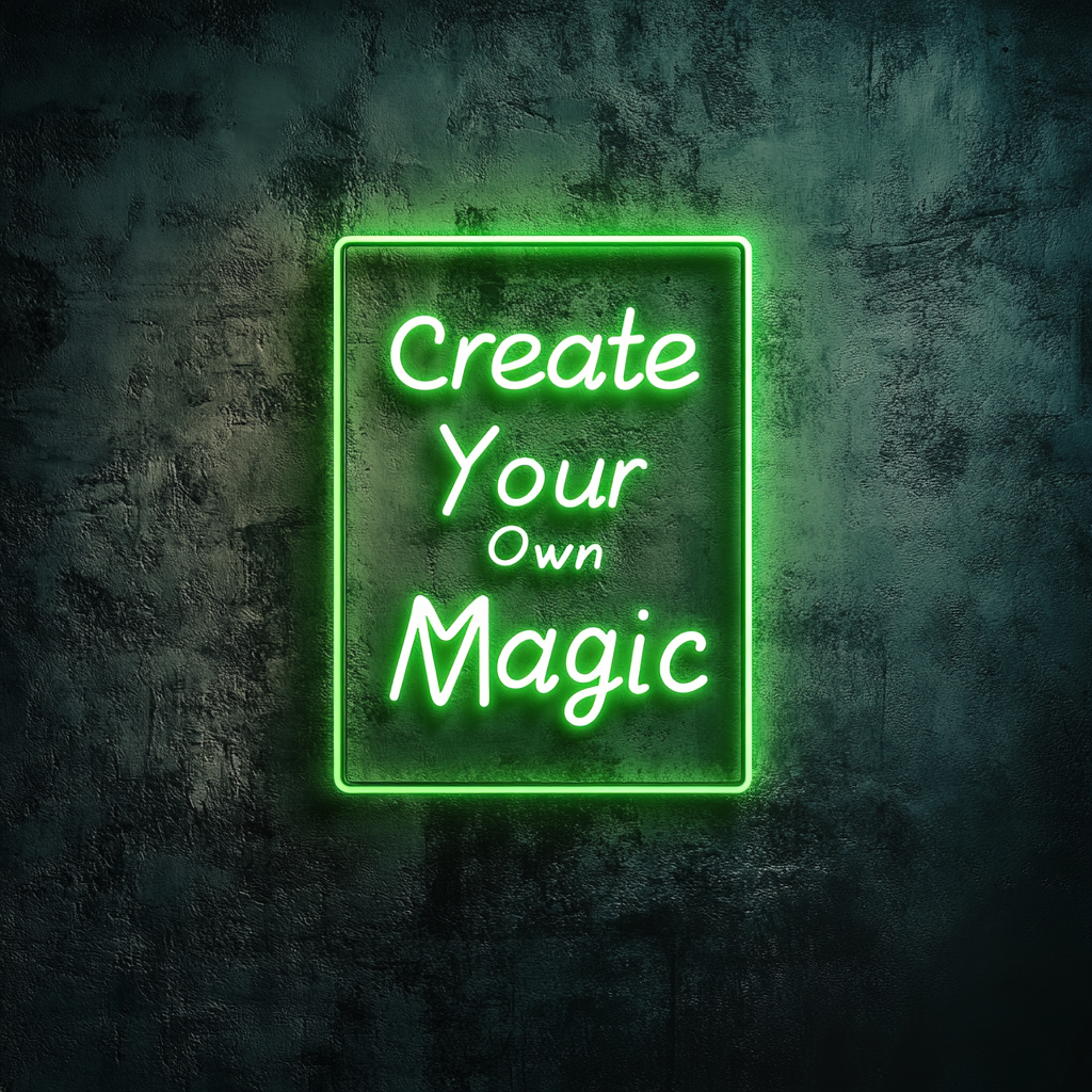 Create Your Own Magic - Green Neon Sign, 18 Inches
