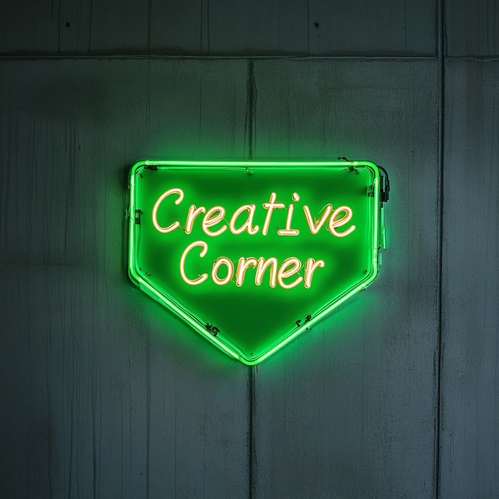 "Creative Corner" - Green Neon Sign, 24 Inches
