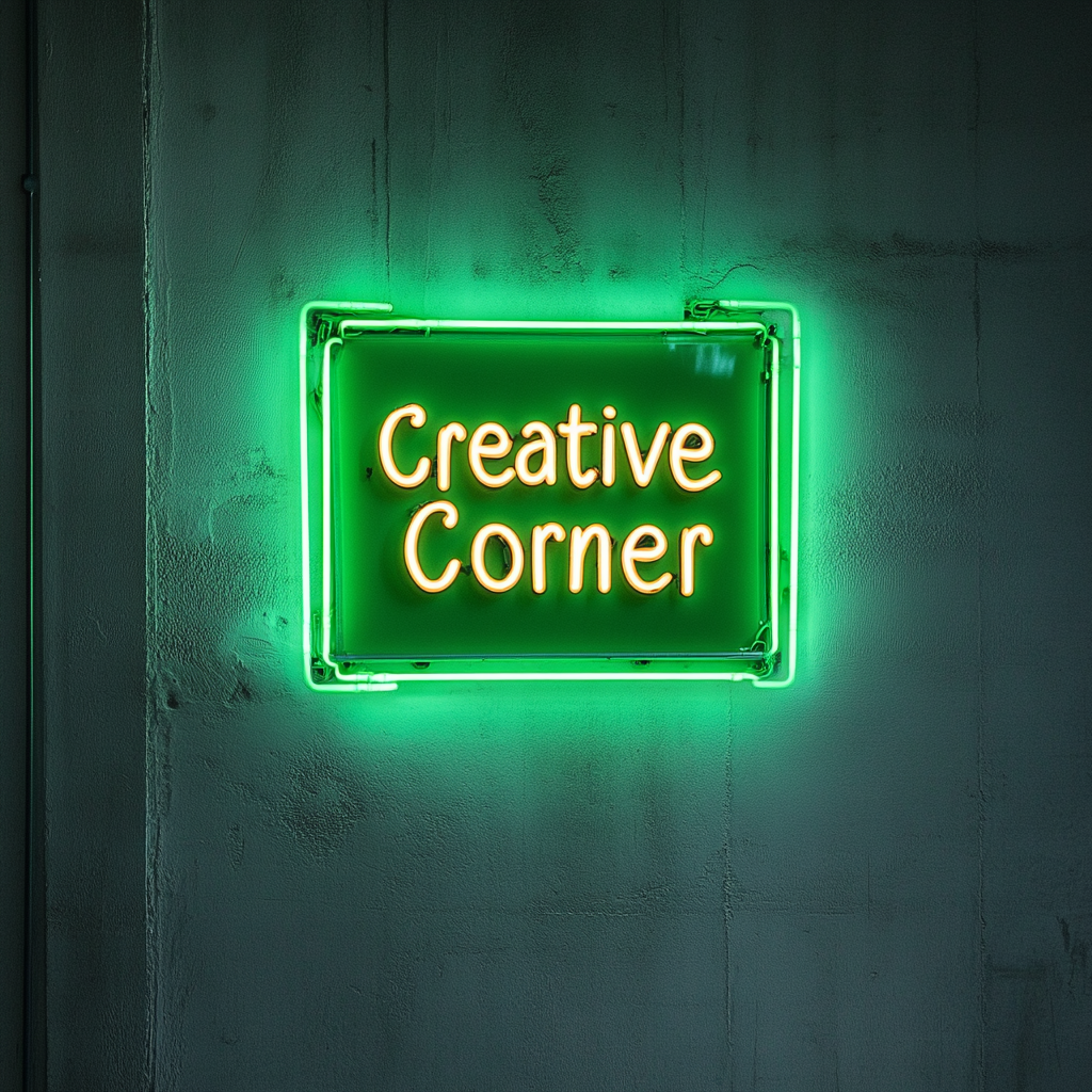 "Creative Corner" - Green Neon Sign, 18 Inches