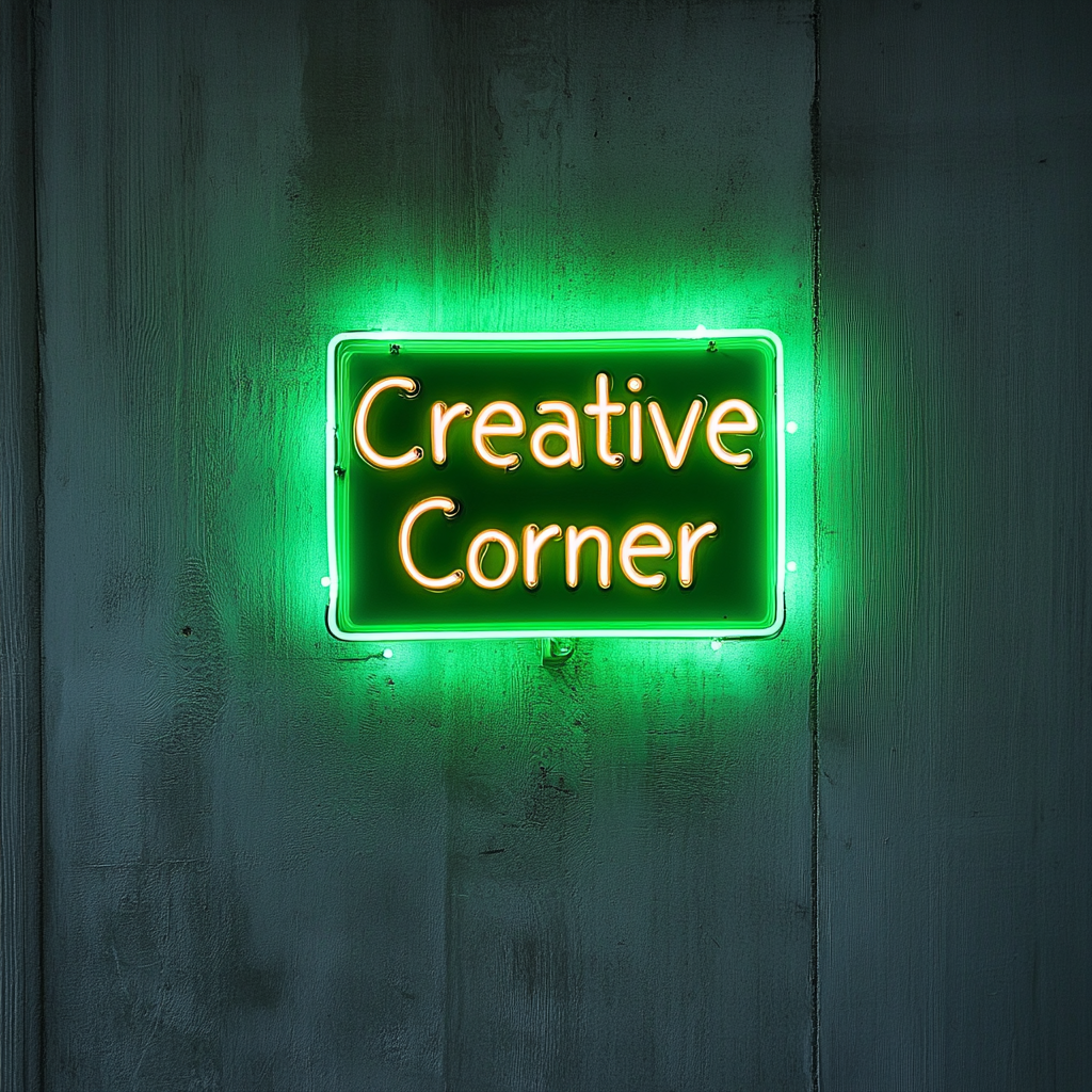 "Creative Corner" - Green Neon Sign, 24 Inches